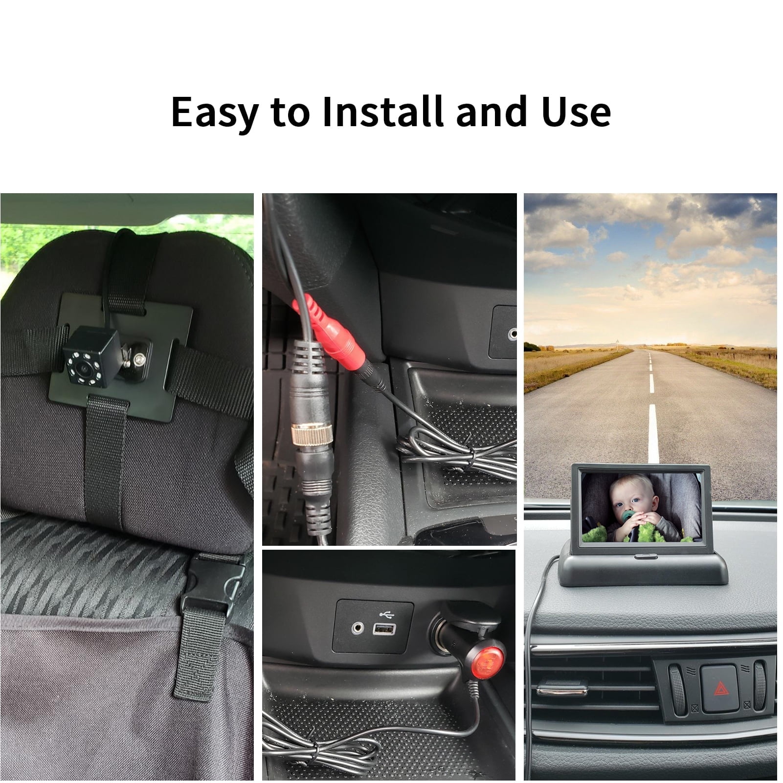 GJX 2026 New Car Baby Camera with Infrared Night Vision and Crystal Clear View for Rear Facing Seat,Plug and Play for Car,Suv,Minivan,Family Travel,Road Trips