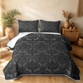 thumbnail image 2 of Erosebridal Southwestern Damask Bed Spread Queen, Retro Flower Queen Coverlet Set, Charcoal Gray Black 3 Pieces, 1 Quilt and 2 Pillowcases, 2 of 7