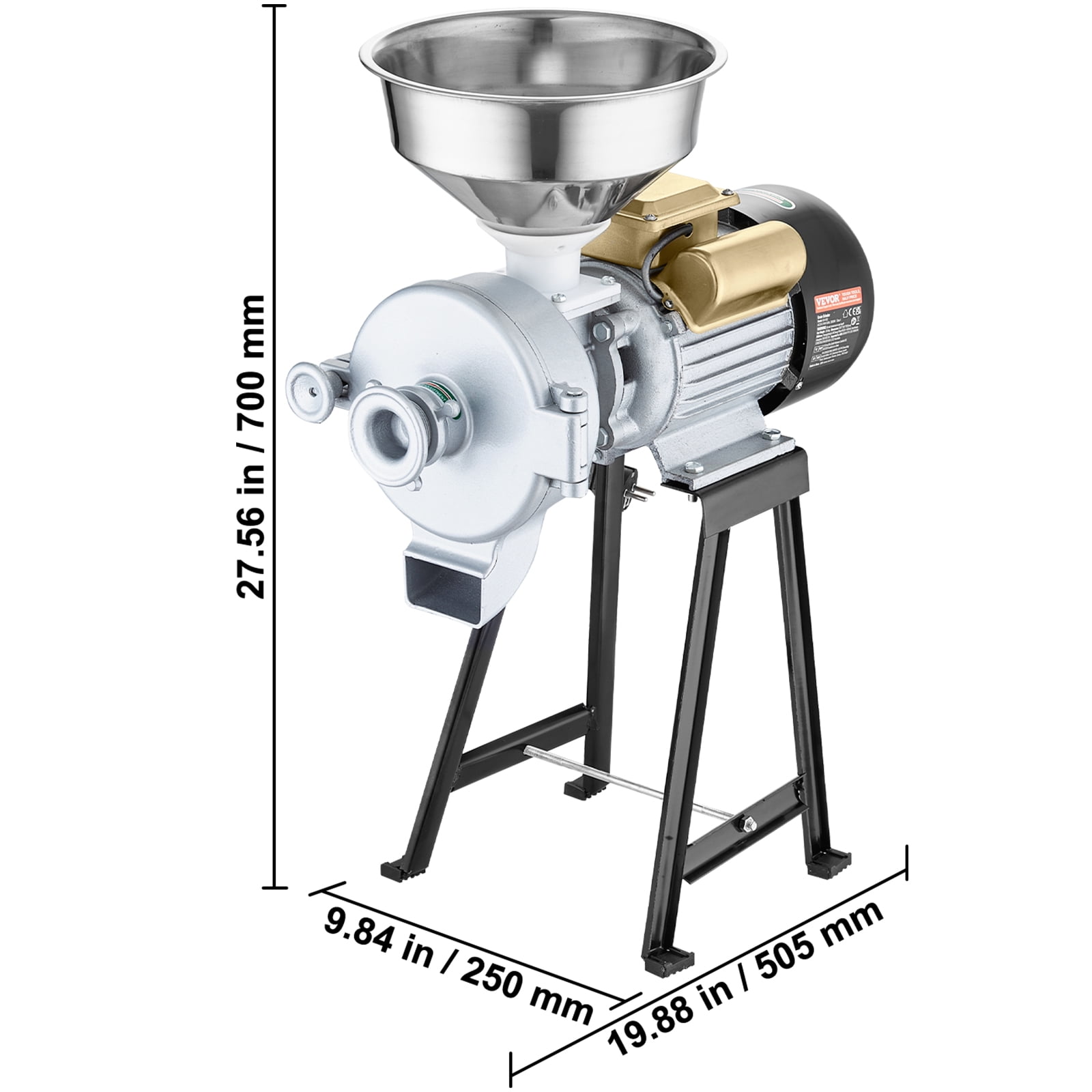 VEVOR Electric Grain Mill Grinder, 3000W Spice Grinders, Commercial Corn Mill with Funnel, Thickness Adjustable Powder Machine, Heavy Duty Feed Flour Cereal Mill Wheat Grinders, Dry & Wet Grinder