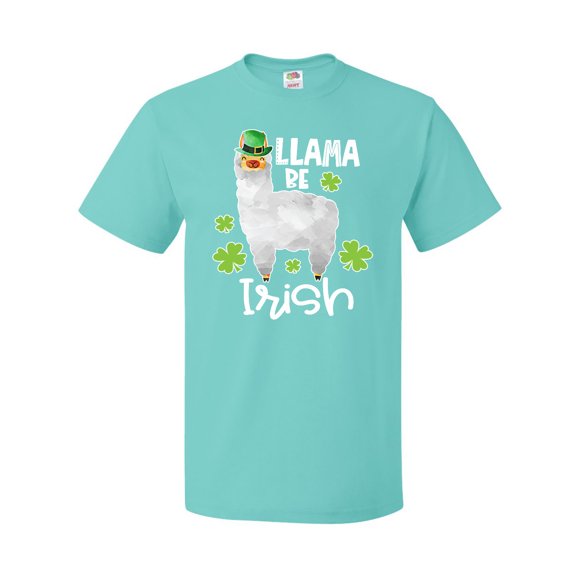 Inktastic St. Patrick's Day Llama Be Irish with Green Shamrocks T-Shirt