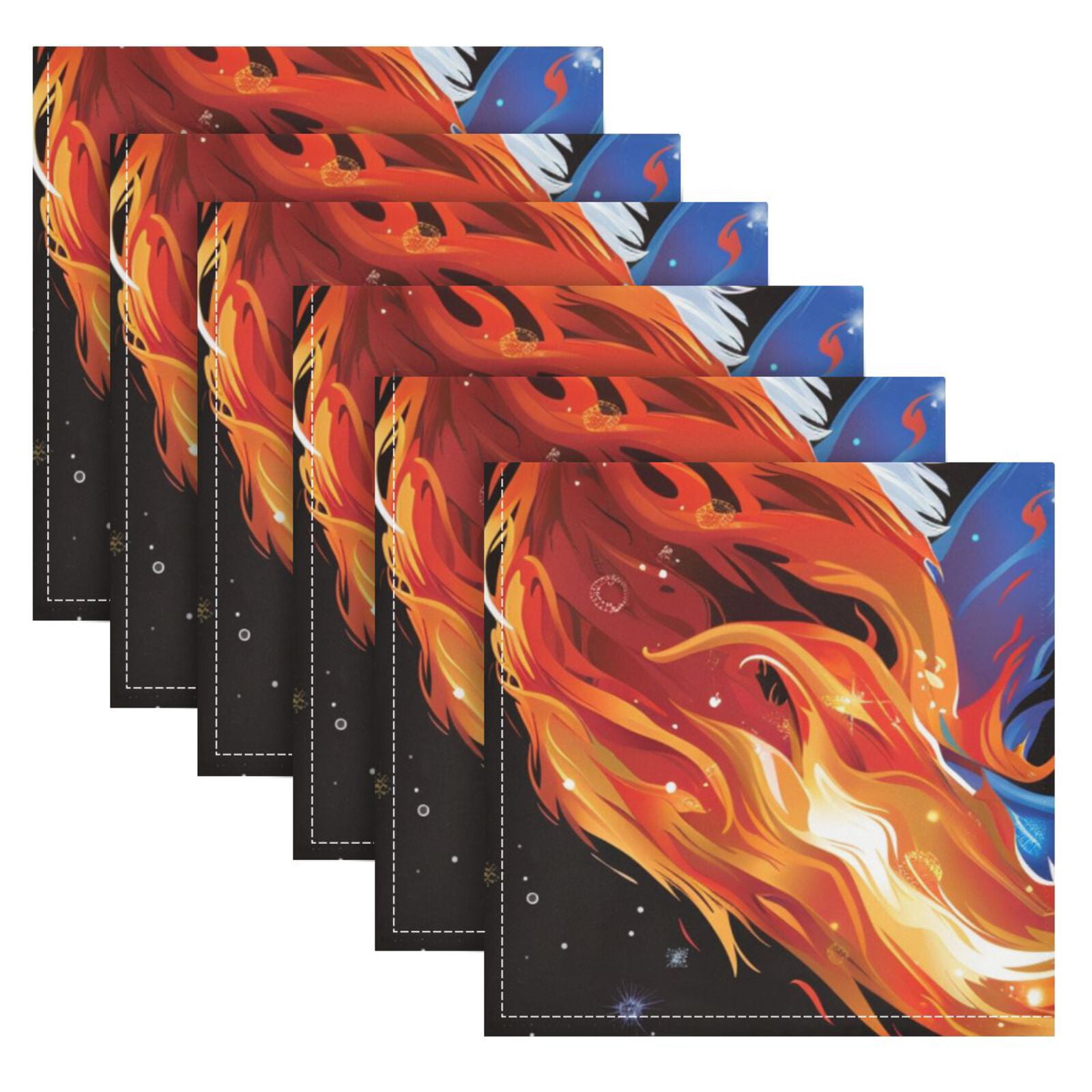 JSTEL Foxes Starry Cloth Napkins Set of 6, 20x20 Inch Washable and Reusable Napkin for Decoupage Dinner Party Everyday Use