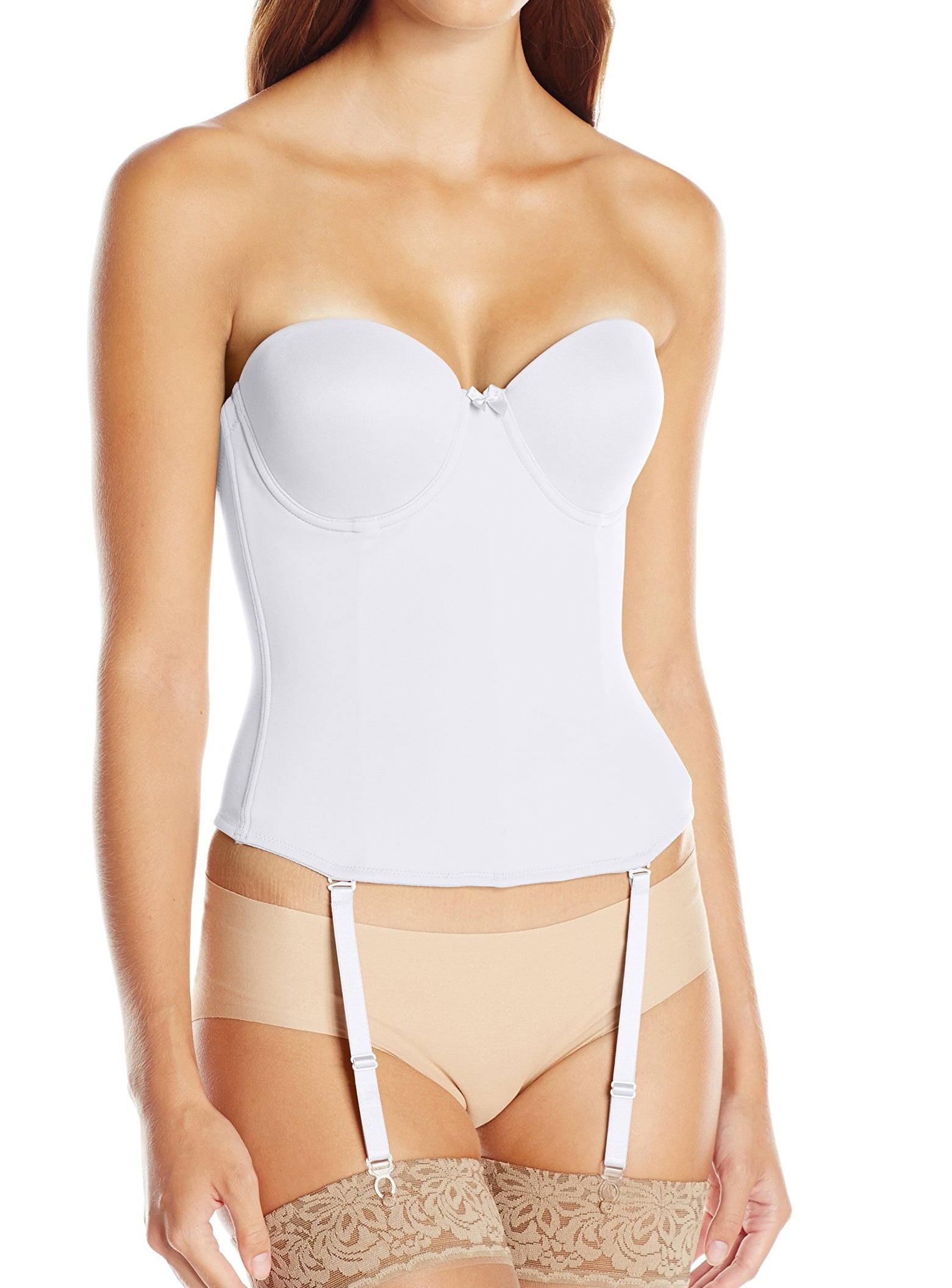 low back strapless bustier
