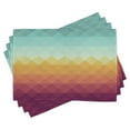 thumbnail image 1 of Ambesonne Indie Place Mats Set of 4, Abstract Checkered Pastel, Standard Size, Turquoise Marigold, 1 of 6