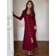 thumbnail image 2 of Vestido sexy de punto a rayas con una botonadura para mujer, ropa de calle, manga larga, informal, elegante, para fiesta, otoño e invierno, 2024, 2 of 5