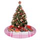 thumbnail image 4 of Falda para árbol de Navidad escocesa a cuadros escoceses en rosa y blanco, suave y divertida, decoración navideña de granja con cuello para árbol de Navidad de 48", 4 of 4