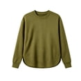 thumbnail image 4 of Women's Waffle Knit Sweatshirt Crew Neck Long Sleeve Drop Shoulder Casual Pullover Top, 4 of 7
