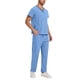 thumbnail image 4 of Penkiiy Scrubs Set para hombres, Classic V-Neck Stretch Top& Pantalones rectos Yoga Waistband XL Sky Blue, 4 of 9