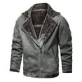 thumbnail image 2 of Fgnfyis Leather Jacket for Men Autumn Winter Fashion Casual Solid Color Pocket Zipper Integration Thick Coat Mens Winter Jacket Grey XL, 2 of 5