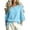 Light Blue, variant on TGSLY 3/4 Bell Sleeve Linen Tops for Women Lightweight Soft Crew Neck Hollow Out Ruffle Shirts Trendy Casual Loose Fit Solid Color Blouses M