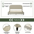 thumbnail image 3 of King Bed Frame No Box Spring Needed, Upholstered Platform Bed Frame with Nailhead Trim Headboard and Solid Pine Wood Frame, Modern Heavy Duty King Size Bed Frame Hold Up to 1000lbs, Cream Color, J1778, 3 of 9
