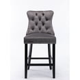 thumbnail image 4 of Modern Velvet Barstools Set of 2 with Button Tufted Decoration, Comfy Bar Stools with Chrome Nailhead Trim and Footrest, Counter Height Bar Stools for Bar, Kitchen, Dining Room, Home Bar, Gray, 4 of 9