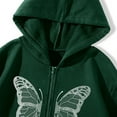 thumbnail image 6 of Pullover Sweaters for Women Work Winter Fall Comfy Hooded Long Sleeve Mitten-Cuff Drop Shoulder with Pocket Butterfly Print Leisure Polyester Hoodies Sweatshirts(Green,M), 6 of 6