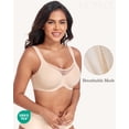 thumbnail image 5 of Exerin Women's Minimizer Full Coverage Underwire U-Back Unlined Plus Size Bra(40D,Beige), 5 of 6