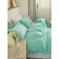 thumbnail image 3 of Turquoise Bedding Sets Queen Teal Blue Duvet Cover Set Solid Pattern Washed Microfiber, No Filling, 3 of 8