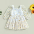 thumbnail image 6 of Douhoow Baby Girl Daisy Dress 6 12 18 24 Months 3 Years Elegant Long Sleeves Mesh Tulle Loose Dress, 6 of 9
