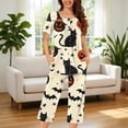 thumbnail image 3 of Juesizh Pajamas for Women Set Plus Size Halloween Print Loungewear Casual Comfy Short Sleeve Capris Pajamas, S-3XL, 3 of 7