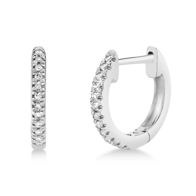 Boucles d'Oreilles Huggie Diamant Or Blanc 14k (0.07ct)