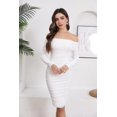 thumbnail image 3 of Vestido ajustado Fooullaide de manga larga con hombros descubiertos para mujer, 3 of 4