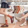 thumbnail image 4 of 5 Pairs Womens Mid Calf Socks Thick Knit Warm Crew Socks Autumn Winter Casual Daily Wear Striped Polka Dot Cozy Soft Breathable Comfortable Fashion Cute Gift Set, 4 of 5