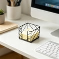 thumbnail image 6 of Geometric Memo Cube Holder, Oimcto Post Note Dispenser & Desk Organizer for Home, Rose Gold Metal Note Holder for 3 x 3 Inch Sticky Notes, Compact Desktop Storage, Black, 6 of 9