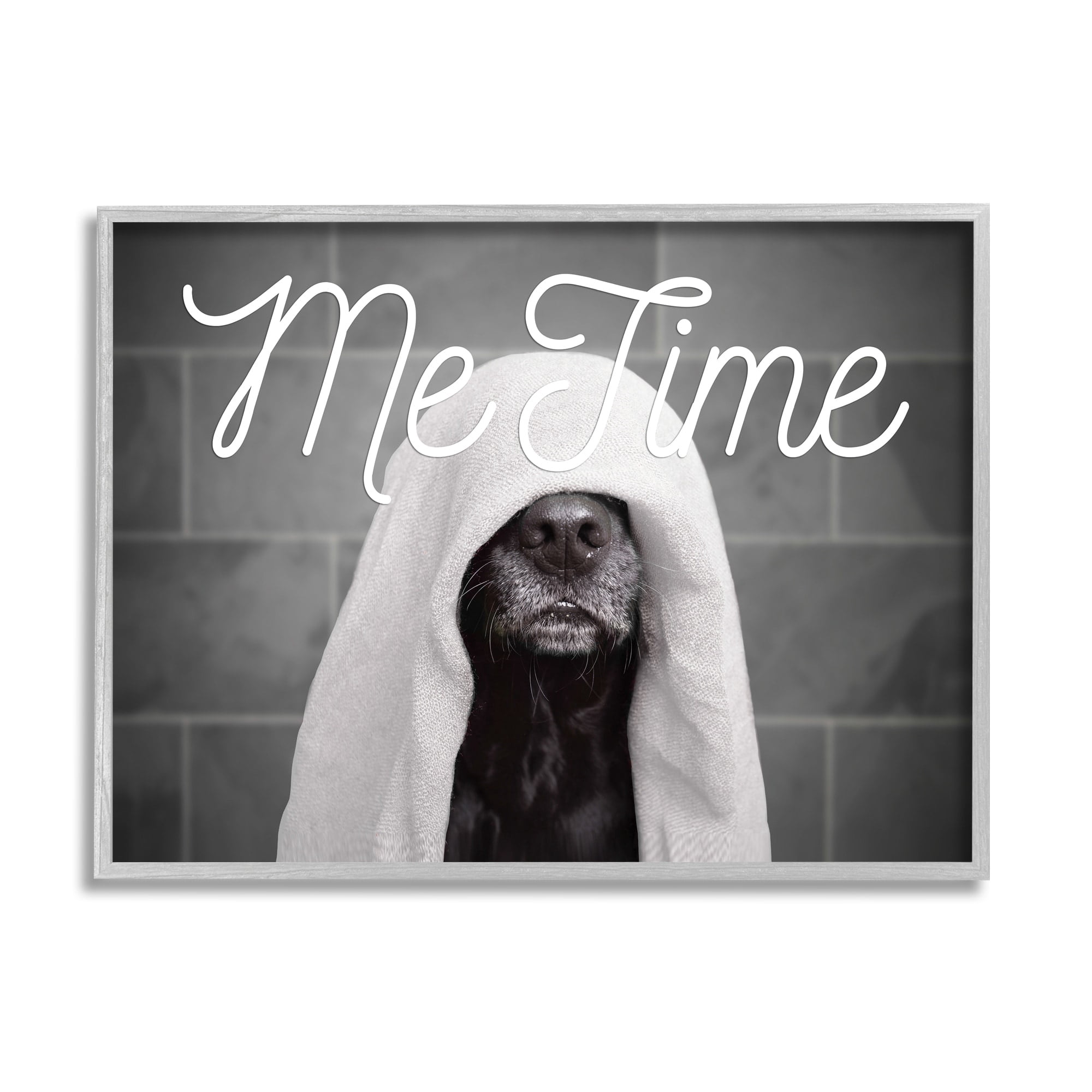 Stupell Industries Me Time Pet Dog Bathroom Portrait Graphic Art Framed Art Print Wall Art, 14x11, By Adobe Stock