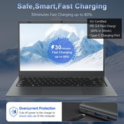 RNRUO 14 Laptop Computer, 8GB RAM 256GB SSD Intel 6500Y with 2 Cores, 1080p Display, Dual 4K Output, Type-C PD WiFi5 BT5.0, Office 2024 Windows 11 for Business Study, Dark Gray