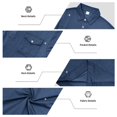 thumbnail image 5 of JULMCOMO Polo Shirts for Men Button Collared Casual Workwear Style Long Sleeve Shirts Regular Fit Work Tops with Chest Pockets Blue 3XL, 5 of 7