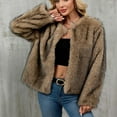 thumbnail image 5 of Women's Faux Fur Jacket Winter Warm Short Coat Fleece Outerwear with Round Neck for Ladies Casual Fashion Polyester Coats, 5 of 9