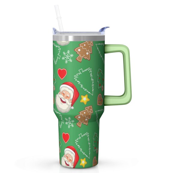 40oz Holiday Tumbler with Handle Straw Leak Proof Stainless Steel Cup Christmas Presents Gifts