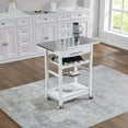 thumbnail image 4 of Mobile Rolling Kitchen Trolley, Serving Cart With Drawer, Slide-Out Metal Storage Basket, White Metal Frame With Locking Casters, Space-Saving Two-Tier Utility Cart For Kitchen, 4 of 6