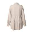 thumbnail image 5 of ClodeEU Womens Long Sleeve Collar Button Peplum Shirts Tops,Cute Trendy Tunic Blouses Beige,Womens Plus M, 5 of 6