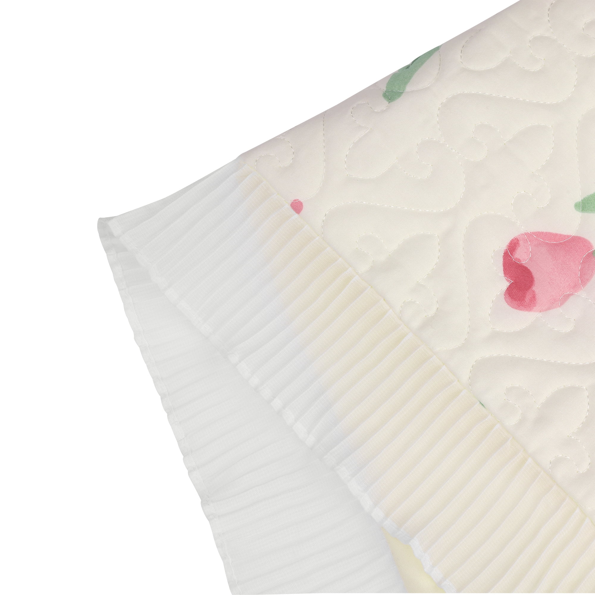 Unique Bargains Cotton Floral Ruffle Trim Pillow Shams Set of 2 with Envelope Closure  White Queen