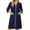 Dark Blue, variant on Womens Robes 3/4 Sleeve Zip Front House Coat Knee Length Lightweight Bathrobe Duster House Dress with Pockets Dark Blue 2XL