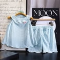 thumbnail image 2 of CPNG Toddler Baby Girls Clothes Summer Breathable Eyelet Sleeveless Ruffle Tops Shorts Set Fashionable Casual Suit(Blue,6-12 Months), 2 of 9