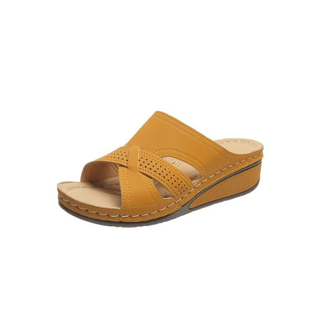 

Tenmix Wedge Sandals for Women Platform Summer Shoes Slip On Open Toe Mules Shoes Slides