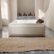 73 x 48 Whirlpool Bathtub for 2-Person with 8 Hydro Massage Jets & Chromatherapy LED Lights, 1HP UL Certified Pump, 3-Sided Apron Acrylic Soaking Tub, Left Drain, 110 Gallons, White