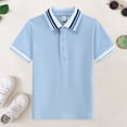 thumbnail image 2 of Gubotare Boys Polo Shirts Boys Striped Polo Shirt Short Sleeve Golf Shirt School Uniform Shirts Summer Active Performance Tops for Kid Size 7-8 (Blue,7-8 Years), 2 of 7