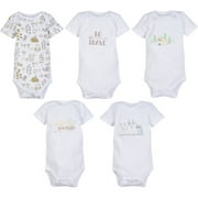 MiracleWear Cute Kid’s Bodysuit Outfits (5-Pack) Baby Boy & Neutral Unisex Daywear Print Clothing Sets (Boys 3-6 months)