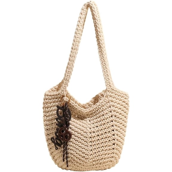 Crochet Tote Bag Women 2025 Large Straw Beach Bag Handmade Woven Shoulder Bags Hobo Tote Handbags Purse for Summer-beige-medium