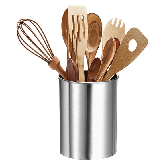 Uxcell Kitchen Utensil Holder 3.1x3.9" Stainless Steel Utensil Cutlery Holder Silver