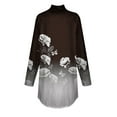 thumbnail image 5 of DENGDENG Blouses for Women 2023 Long Sleeve Turtleneck Shirts Loose Fit Mock Neck Floral Print Tunic Tops To Wear with Leggings Fall Plus Size Clothes Winter Sweatshirts Dark Gray S, 5 of 5