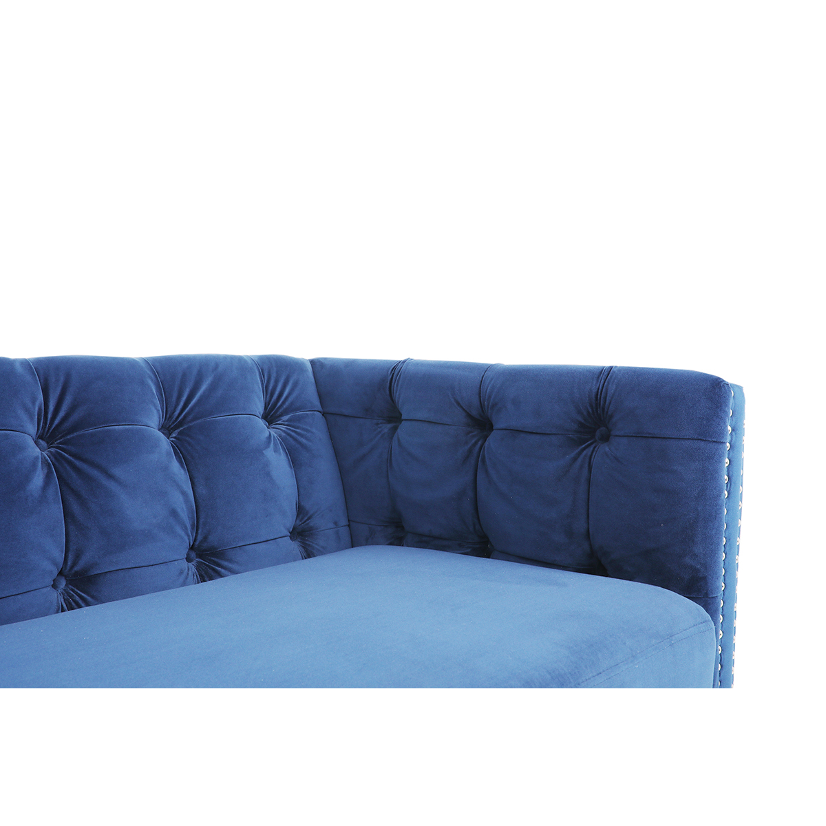 Veryke Luxury Button Tufted Velvet 3-Seater Sofa with Reversible Cushion, Navy Blue