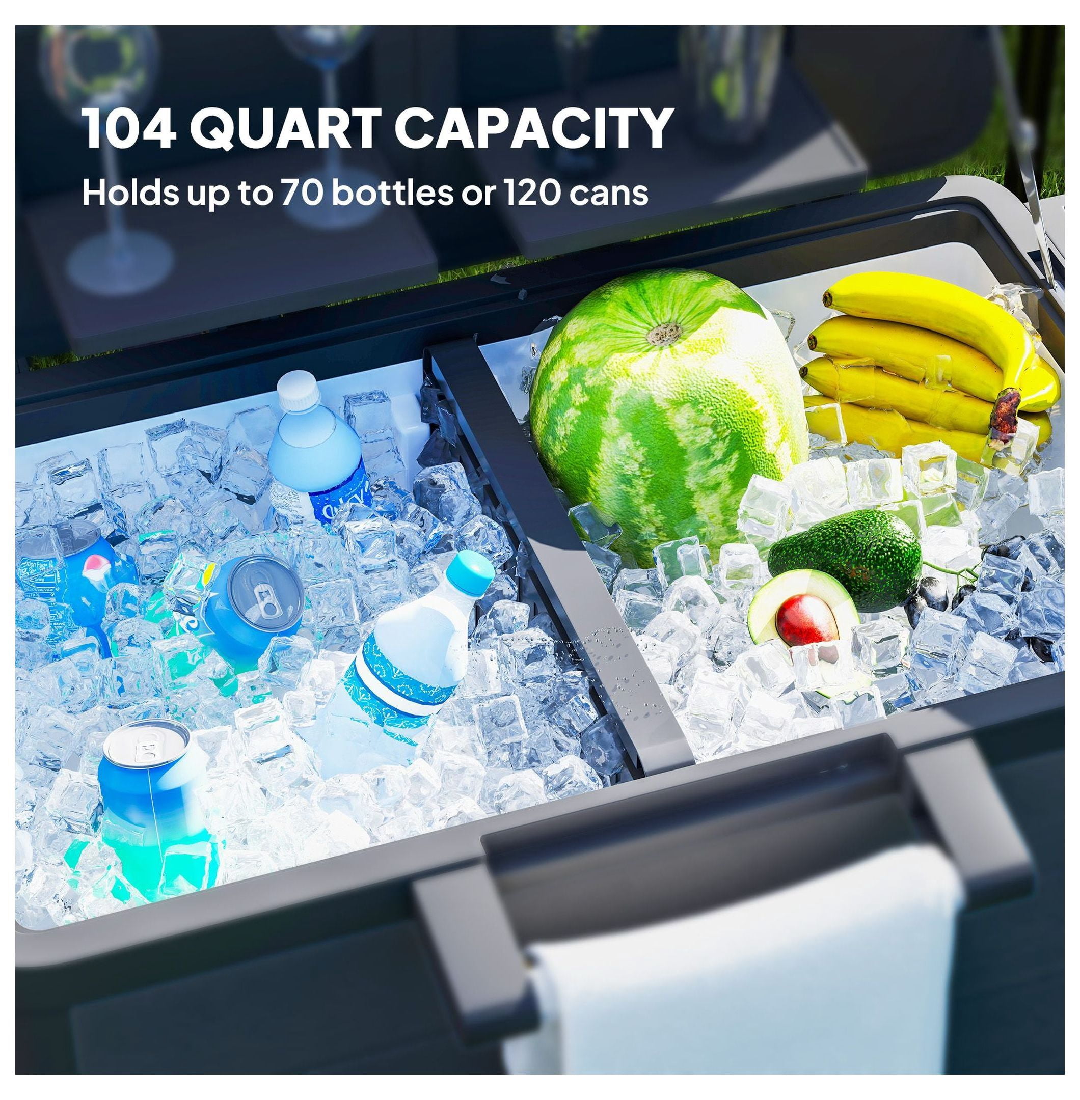 104 Quart Cooler Cart, Outdoor Rolling Ice Chest with Wheels