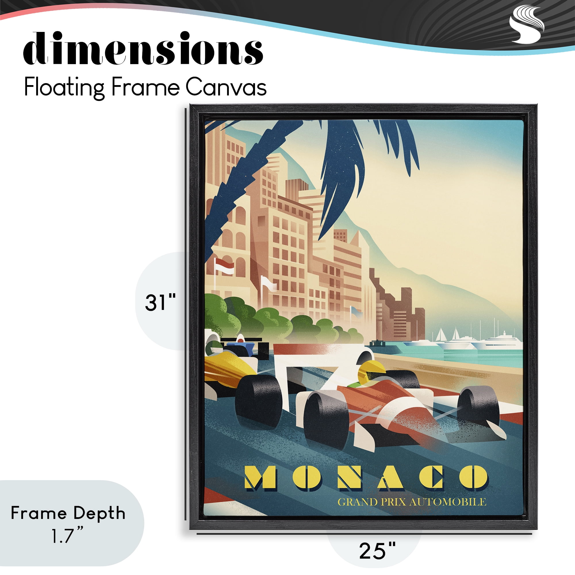 Stupell Industries Monaco Grand Prix Racing Black Framed Floater Canvas Wall Art, design by Martin Wickstrom