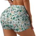 thumbnail image 1 of Fotbe Floral In Teal Shorts Sin Costuras – Shorts Deportivos de Cintura Alta para Mujer, Elásticos para Gimnasio, Yoga, Running o Ciclismo-Small, 1 of 8