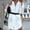 White, variant on Ichuanyi Summer Dresses Fashion Women Plus Size Turn Down Collar Letter Print Buttons Mini Shirt Dress