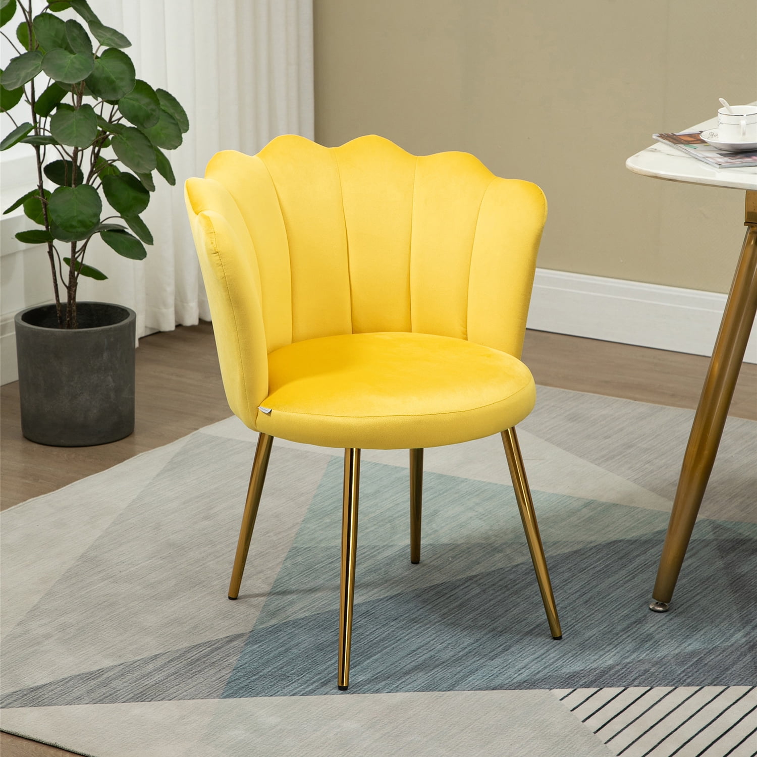 Kepooman Modern Accent Arm Chairs, Mid-Century Upholstered Side Seat with Solid Metal Legs, Yellow Kepooman Modern Accent Arm Chairs, Mid-Century Upholstered Side Seat with Solid Metal Legs, Yellow