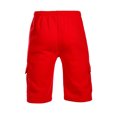 thumbnail image 2 of Mens Fleece Sweat Cargo Shorts With Elastic Waistband Drawstring Athletic Workout Gym Shorts-Red,XXL, 2 of 5