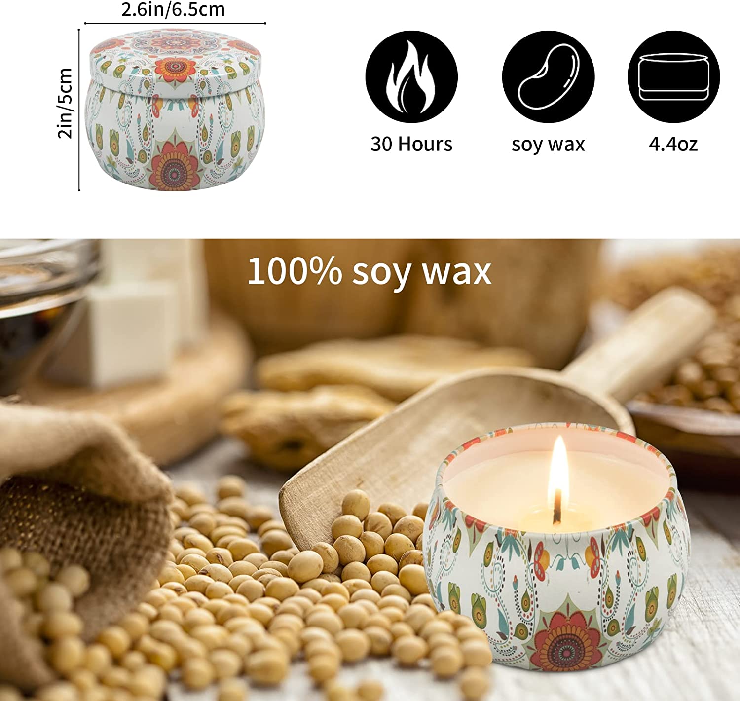 Oshine 4-Pack Scented Soy Candles, Natural Fragrance photo 6