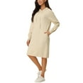 thumbnail image 4 of INSPIRE CHIC Womens' Casual Pullover Sweatshirt Long Sleeve Hoodie Midi Dress with Pockets L Apricot, 4 of 6